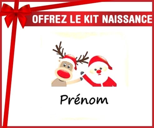 Kit naissance: Renne et père noël + prénom-su7.fr