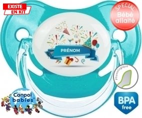 Joyeux anniversaire style 1 + prénom : Sucette Physiologique personnalisée