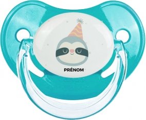 Paresseux anniversaire + prénom : Sucette Physiologique personnalisée