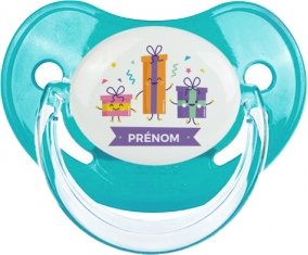 Tetine Cadeaux anniversaire style 1 + prénom embout Physiologique personnalisée