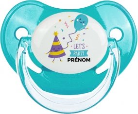 let's party anniversaire + prénom : Sucette Physiologique personnalisée