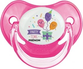 Party time anniversaire + prénom : Sucette Rose classique embout physiologique
