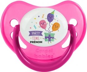 Party time anniversaire + prénom : Sucette Rose phosphorescente embout physiologique