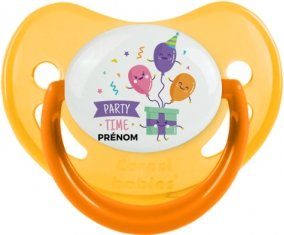 Party time anniversaire + prénom : Sucette Jaune phosphorescente embout physiologique