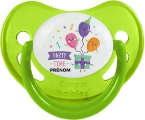 Party time anniversaire + prénom : Sucette Vert phosphorescente embout physiologique