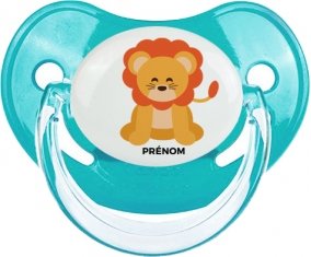 Lion style 3 + prénom : Sucette Bleue classique embout physiologique
