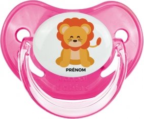 Lion style 3 + prénom : Sucette Rose classique embout physiologique