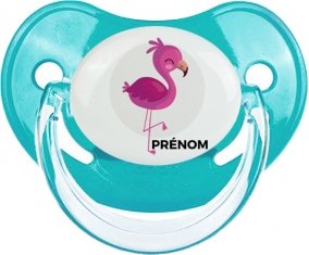 Tetine Flamant rose + prénom embout Physiologique personnalisée