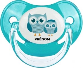 Tetine 3 hiboux + prénom embout Physiologique personnalisée