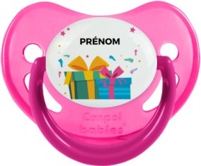 Cadeaux anniversaire style 2 + prénom : Sucette Rose phosphorescente embout physiologique