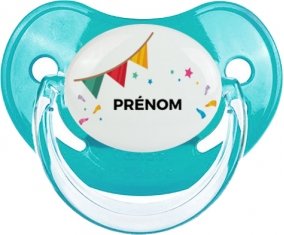 Guirlande + prénom : Sucette Bleue classique embout physiologique