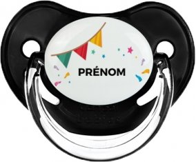 Guirlande + prénom : Sucette Noir classique embout physiologique