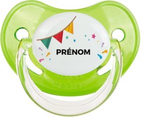 Guirlande + prénom : Sucette Vert classique embout physiologique