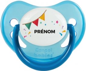 Guirlande + prénom : Sucette Bleue phosphorescente embout physiologique