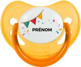 Guirlande + prénom : Sucette Jaune phosphorescente embout physiologique