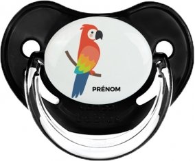 Perroquet + prénom : Sucette Noir classique embout physiologique