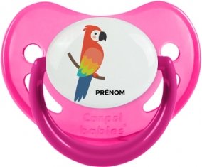 Perroquet + prénom : Sucette Rose phosphorescente embout physiologique