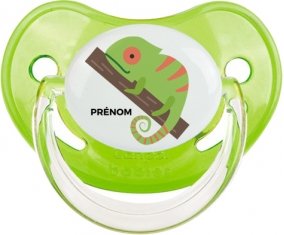 Camelion + prénom : Sucette Vert classique embout physiologique