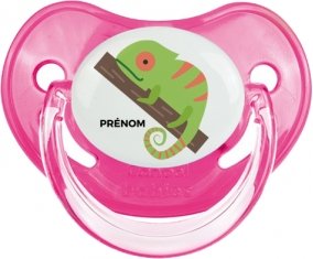 Camelion + prénom : Sucette Rose classique embout physiologique