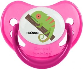 Camelion + prénom : Sucette Rose phosphorescente embout physiologique