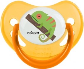 Camelion + prénom : Sucette Jaune phosphorescente embout physiologique