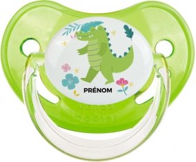 Croco + prénom : Sucette Vert classique embout physiologique