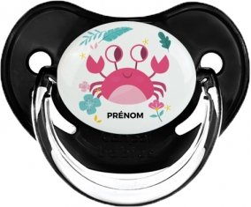 Crabe + prénom : Sucette Noir classique embout physiologique
