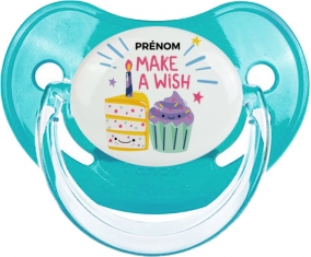 Make a wish + prénom : Sucette Bleue classique embout physiologique