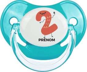 Deux ans anniversaire style 2 + prénom : Sucette Bleue classique embout physiologique