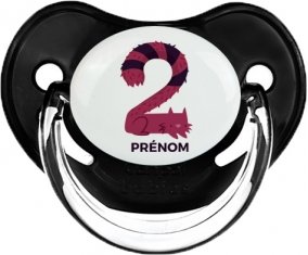 Deux ans anniversaire style 4 + prénom : Sucette Noir classique embout physiologique