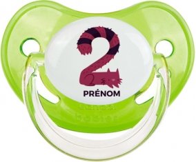 Deux ans anniversaire style 4 + prénom : Sucette Vert classique embout physiologique