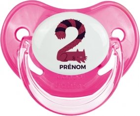 Deux ans anniversaire style 4 + prénom : Sucette Rose classique embout physiologique