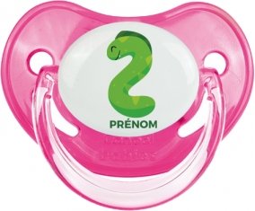 Deux ans anniversaire style 5 + prénom : Sucette Rose classique embout physiologique