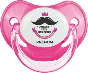 Joyeuse Fêtes des pères style 1 fille + prénom : Sucette Rose classique embout physiologique