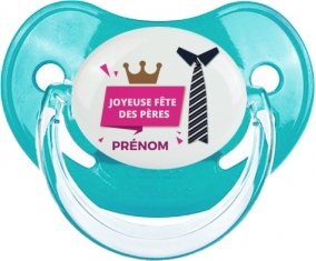 Joyeuse Fêtes des pères style 2 fille + prénom : Sucette Bleue classique embout physiologique