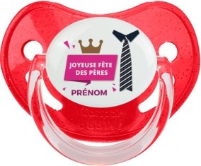 Joyeuse Fêtes des pères style 2 fille + prénom : Sucette Rouge à paillette embout physiologique