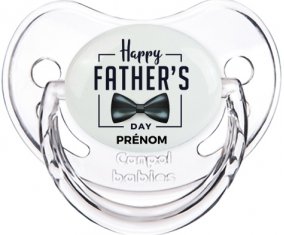 Happy father's day style 1 + prénom : Sucette Transparent classique embout physiologique