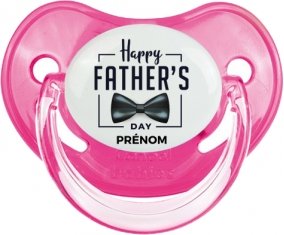 Happy father's day style 1 + prénom : Sucette Rose classique embout physiologique