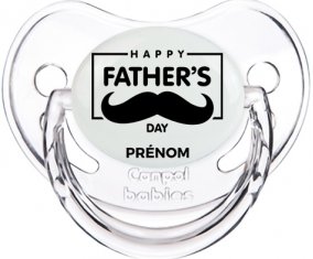 Happy father's day style 2 + prénom : Sucette Transparent classique embout physiologique
