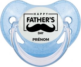 Happy father's day style 2 + prénom : Sucette Bleue à paillette embout physiologique