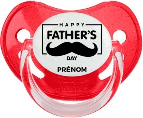 Happy father's day style 2 + prénom : Sucette Rouge à paillette embout physiologique