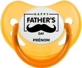 Happy father's day style 2 + prénom : Sucette Jaune phosphorescente embout physiologique