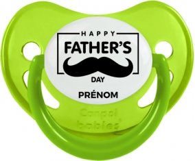 Happy father's day style 2 + prénom : Sucette Vert phosphorescente embout physiologique