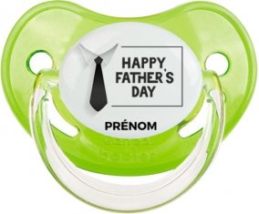 Happy father's day style 3 + prénom : Sucette Vert classique embout physiologique