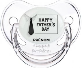 Happy father's day style 3 + prénom : Sucette Transparent classique embout physiologique