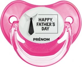 Happy father's day style 3 + prénom : Sucette Rose classique embout physiologique