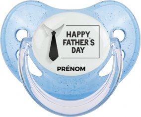 Happy father's day style 3 + prénom : Sucette Bleue à paillette embout physiologique