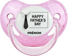 Happy father's day style 3 + prénom : Sucette Rose à paillette embout physiologique