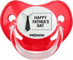 Happy father's day style 3 + prénom : Sucette Rouge à paillette embout physiologique