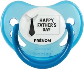 Happy father's day style 3 + prénom : Sucette Bleue phosphorescente embout physiologique